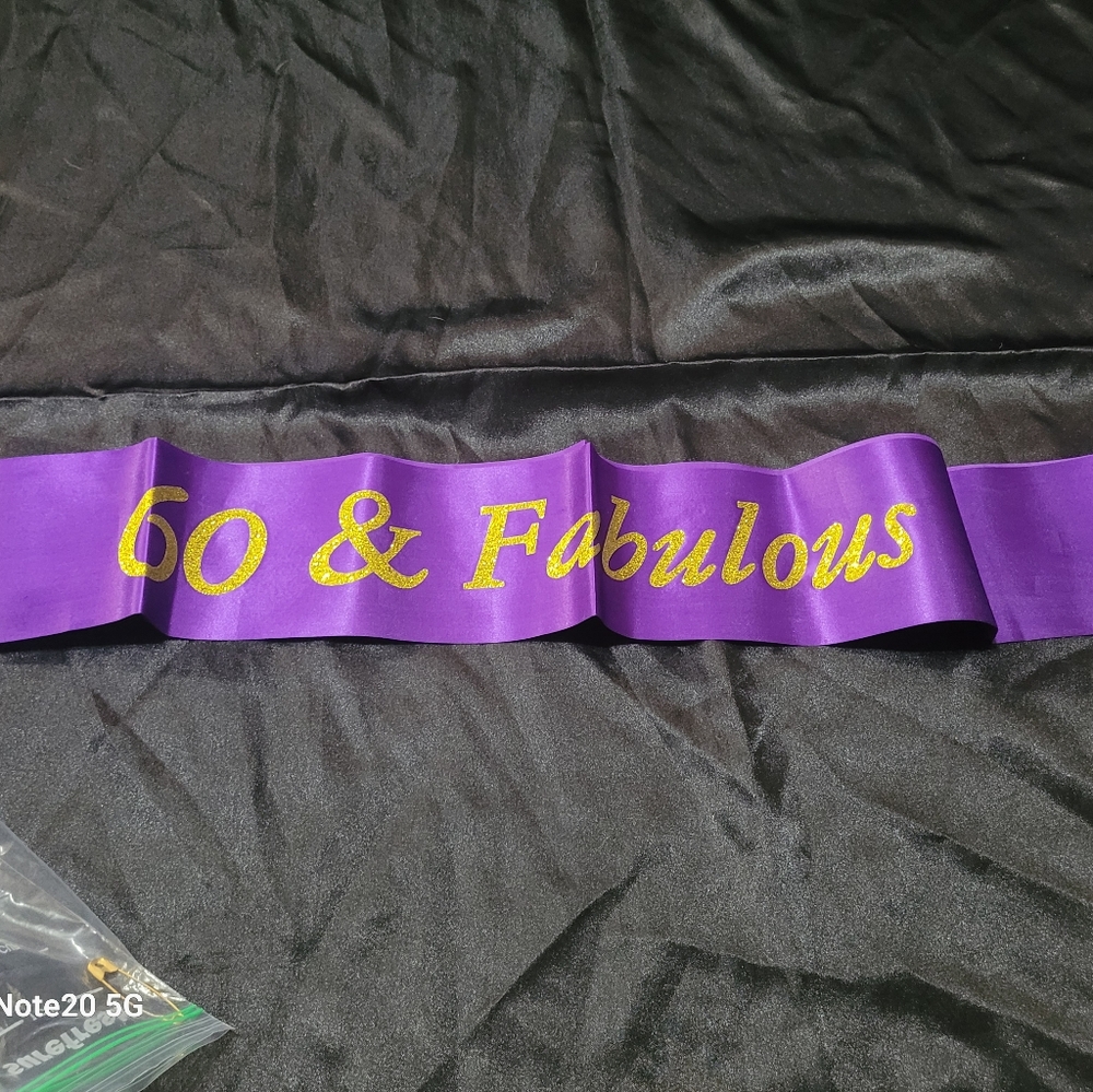New "60 & Fabulous" Crown and Sash~Purple Metal~Birthday~Princess - Picture 3 of 7